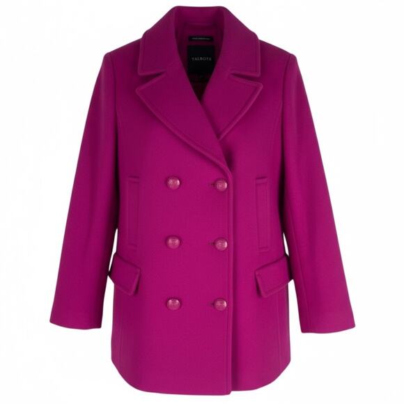 NEW Talbots Wool Blend Double Breasted Pea Coat Hot Pink Size 12 - Picture 6 of 12